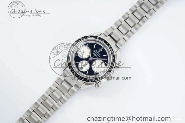 0720 Cozy Speedmaster Racing Master SS HKF Best Edition Black White Dial on SS Bracelet A 7807